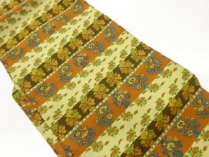 横段に草花模様織出し名古屋帯